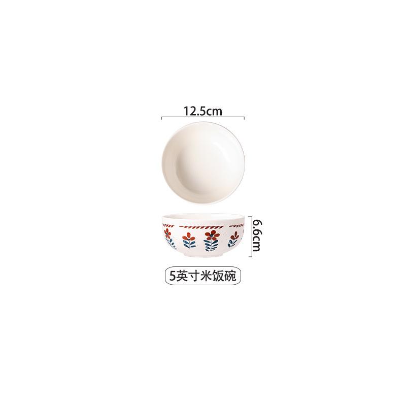 Japanese Ceramic Rice Bowl Household 4.5 Inch Bowl Plate Set Tableware 6 Inch Noodle Bowl Light Luxury