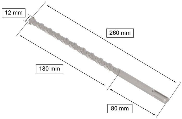 Foret SDS+ - KOTARBAU - 12 X 260 Mm - Alliage Métallique - Acier Trempé - Fixation SDS+