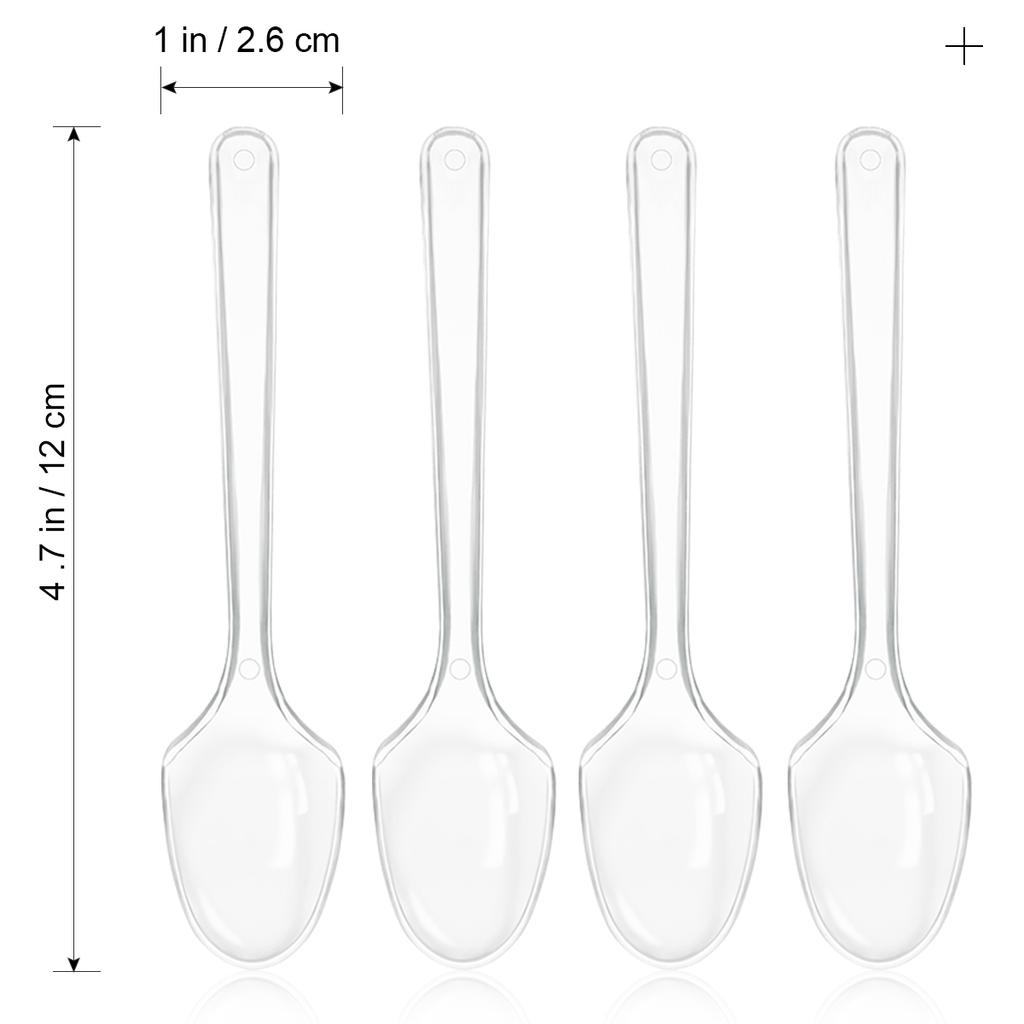 BESTOMZ 100PCS Transparent Plastic Spoons Disposable Flatware Spoons for Ice Cream Dessert Appetizer