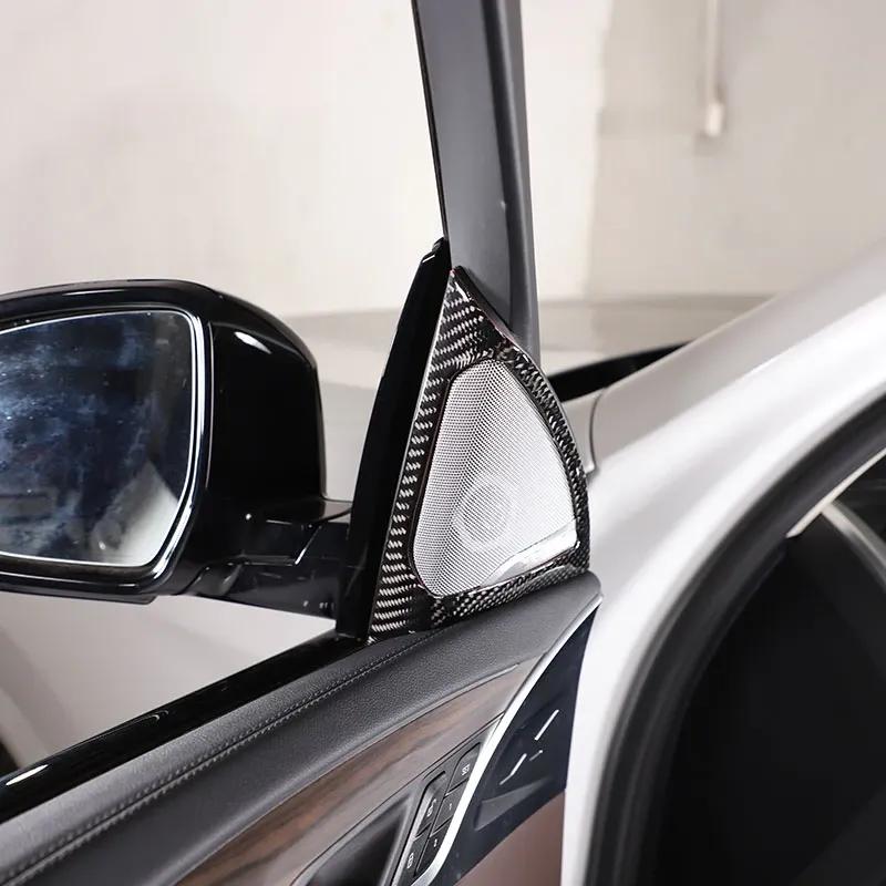 For BMW X3 G01 2018- Soft Carbon Fiber Car Front Door A-pillar Speaker Frame Cover Trim Sticker Interior Car Accessories