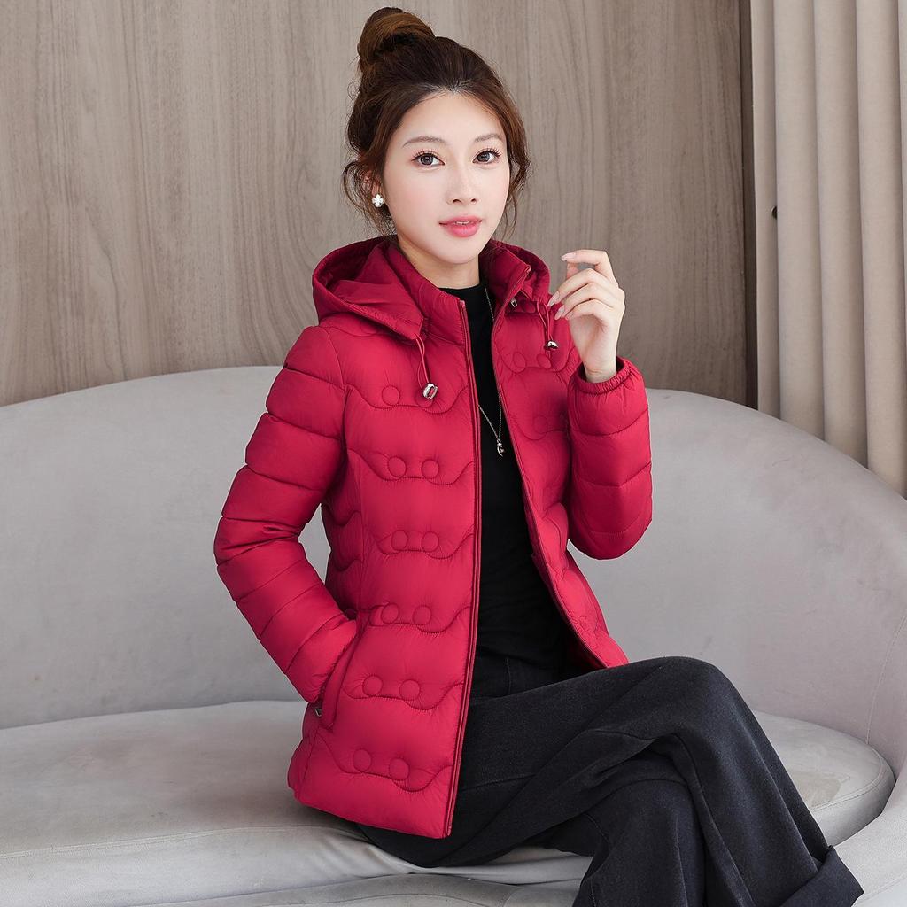 Damen Kapuzenjacke Leicht Baumwollgepolstert - Herbst/Winter Slim Fit