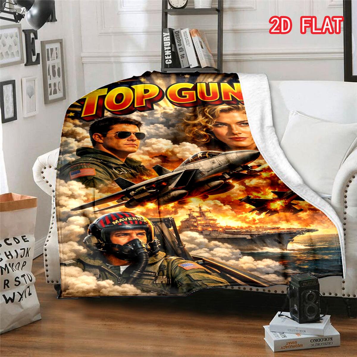 Epic Top Gun Movie Art Blanket, Maverick Pilot & Fighter Jet Themed Soft Cover 80cm x 120cm