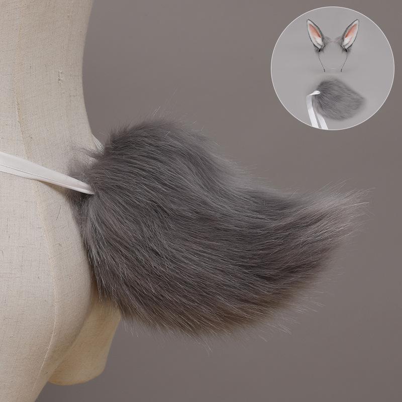 Two-dimensional rabbit ears, animal ears, headbands, comics props, Japanese plush rabbit ears, rabbit tail set