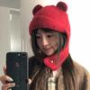 Autumn and Winter Bear Ear Knitted Hat Outdoor Cold Protection Ear Protection Headgear Thickened Warm Wool Bear Hat Female