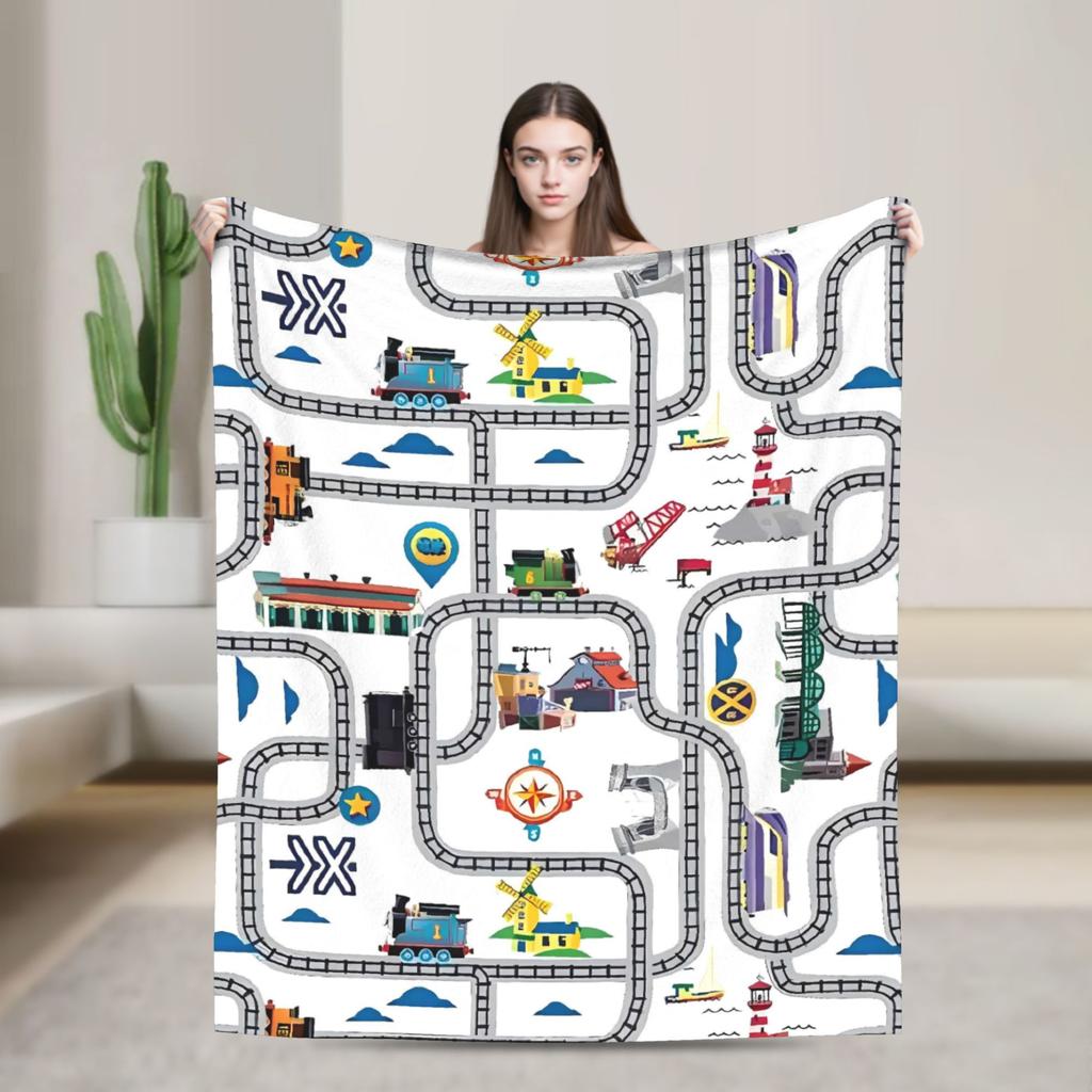 T-Thomas De Treinvriendjes Deken Kwaliteit Warm Zacht Cartoon Plaid Deken Winter Reis Bank Stoel Sofa Bed Pluizig Sprei