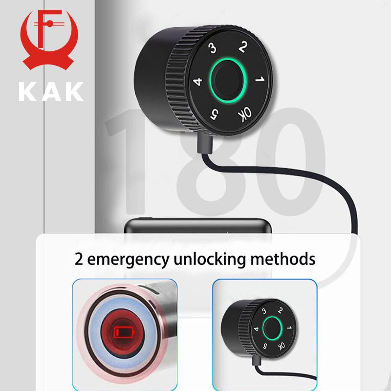 KAK Tuya APP Fingerprint Cylinder Smart Door Lock Electronic Digital Password Code Lock Keyless Remote Control Lock Hardware