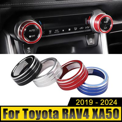 For Toyota RAV4 XA50 2019 2020 2021 2022 2023 2024 Hybrid Aluminum Car AC Climate Control Switch Knob Button Ring Trim Covers