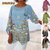 Women's Fashion Casual 3/4 Sleeves V Neck Blouses & Shirts