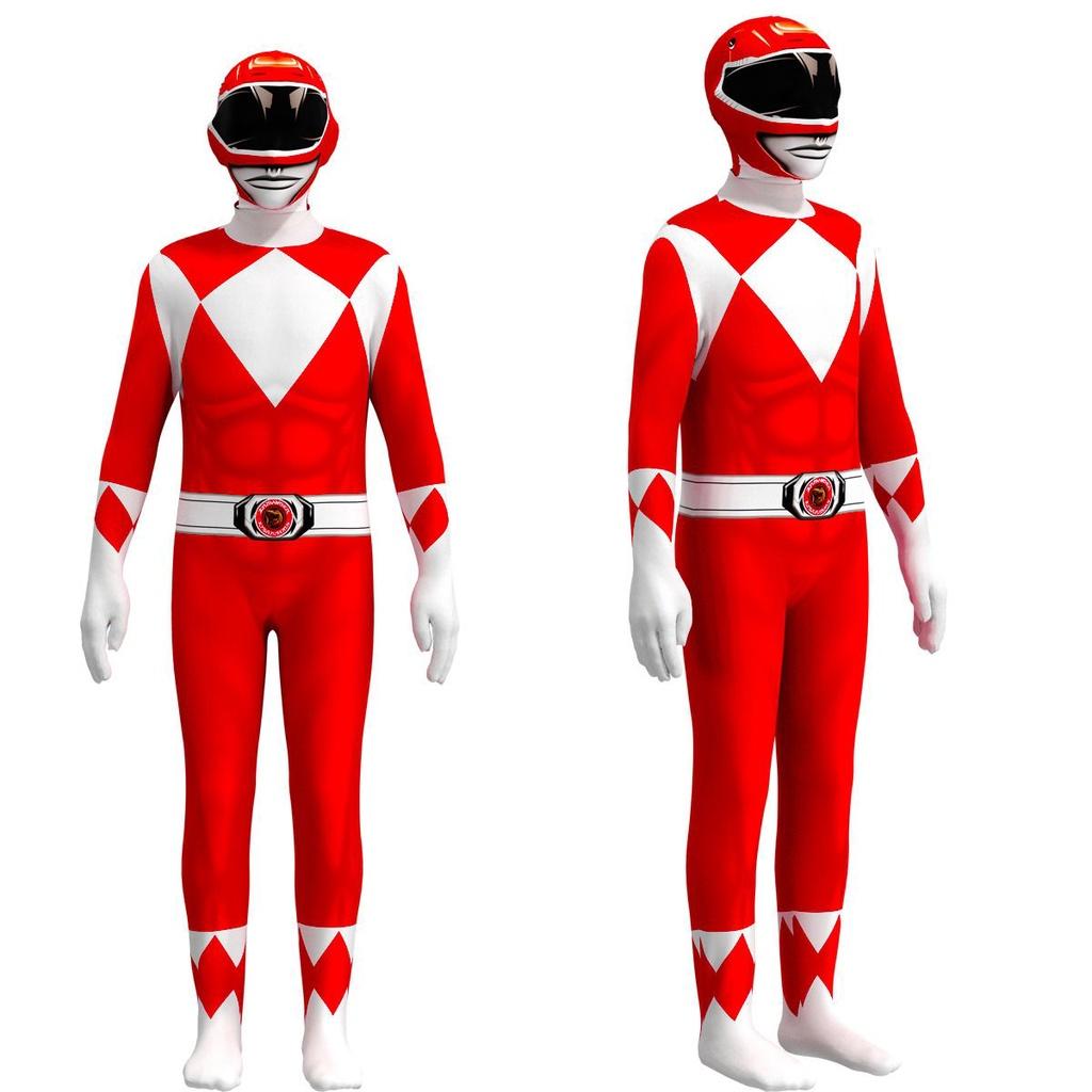 Power Rangers Costume Kids Adult Cosplay Fancy Dress Party Jumpsuit Superhero