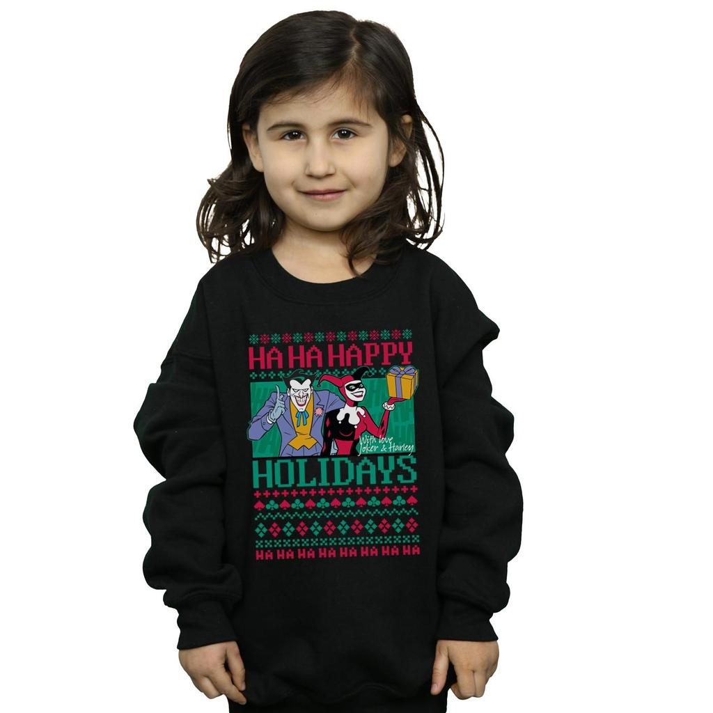 DC Comics Girls Joker And Harley Quinn Ha Ha Happy Holidays Sweatshirt