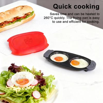 Mikrovågsäggkokare Snabbvärmande Dubbelfack Matlagning Äggkokare Non-Stick-beläggning Mini Omelettmakare med Värmebeständigt Handtag