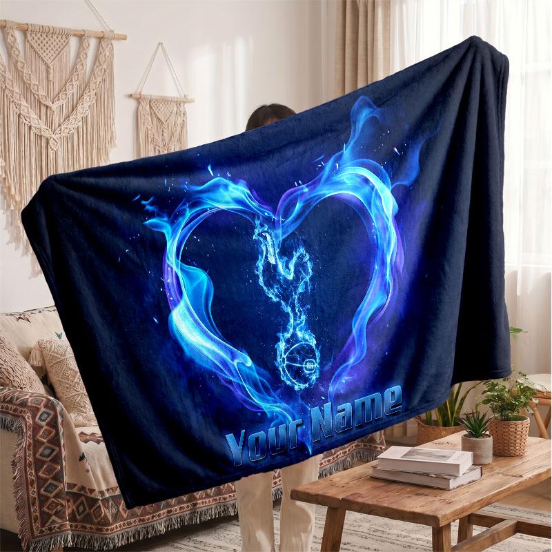 Tottenham Hotspur FC Personalized Fleece Blanket With Football Logo, Custom Name Text Soft Warm Home Throw Blanket