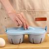 2 Piece 1/2 Cavity Kitchen Microwave Egg Cooker Heat-resistant with Filter Basket Egg Poacher Plastic Egg Poaching Cup Breakfast