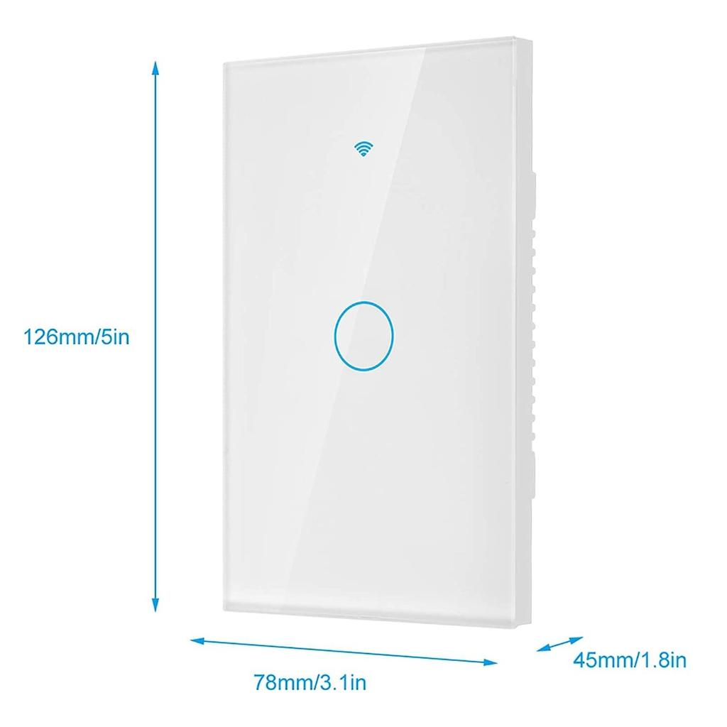 SLS WiFi RF Smart Remote Control Touch Light Switch for Tuya 220V No Neutral 1 Gang Glass Panel 10A 240V for Australia and US