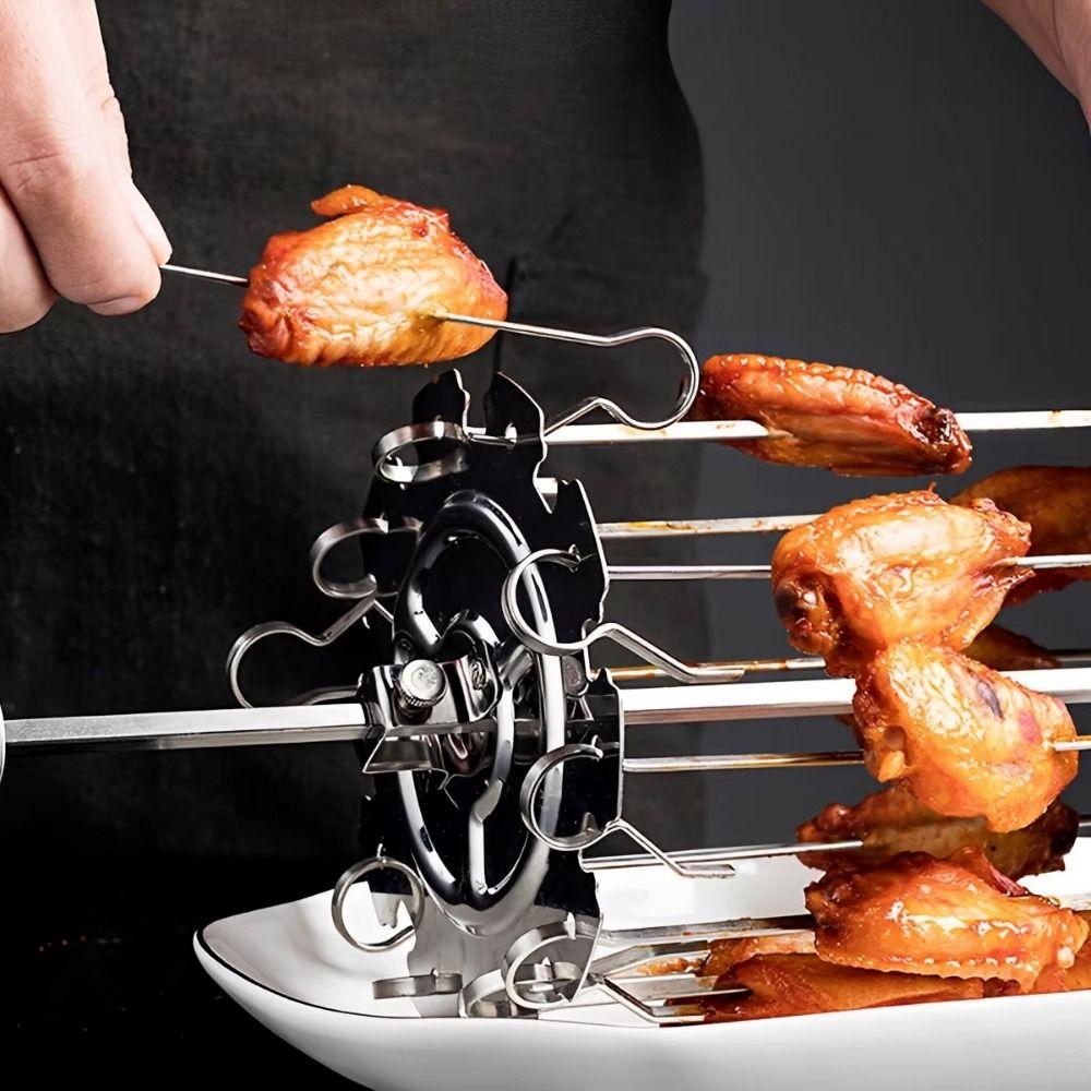 Stainless Steel Rotating Barbecue Grill Detachable Design Non-Stick BBQ Rotating Cage Reusable Heat-Resistant