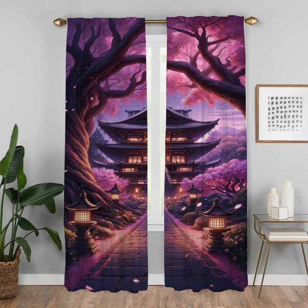 Window Curtain for Room 2 Panel Tree Shades Elegant Room Curtains Tulle for Bedroom Partition Home Interior Curtains Living