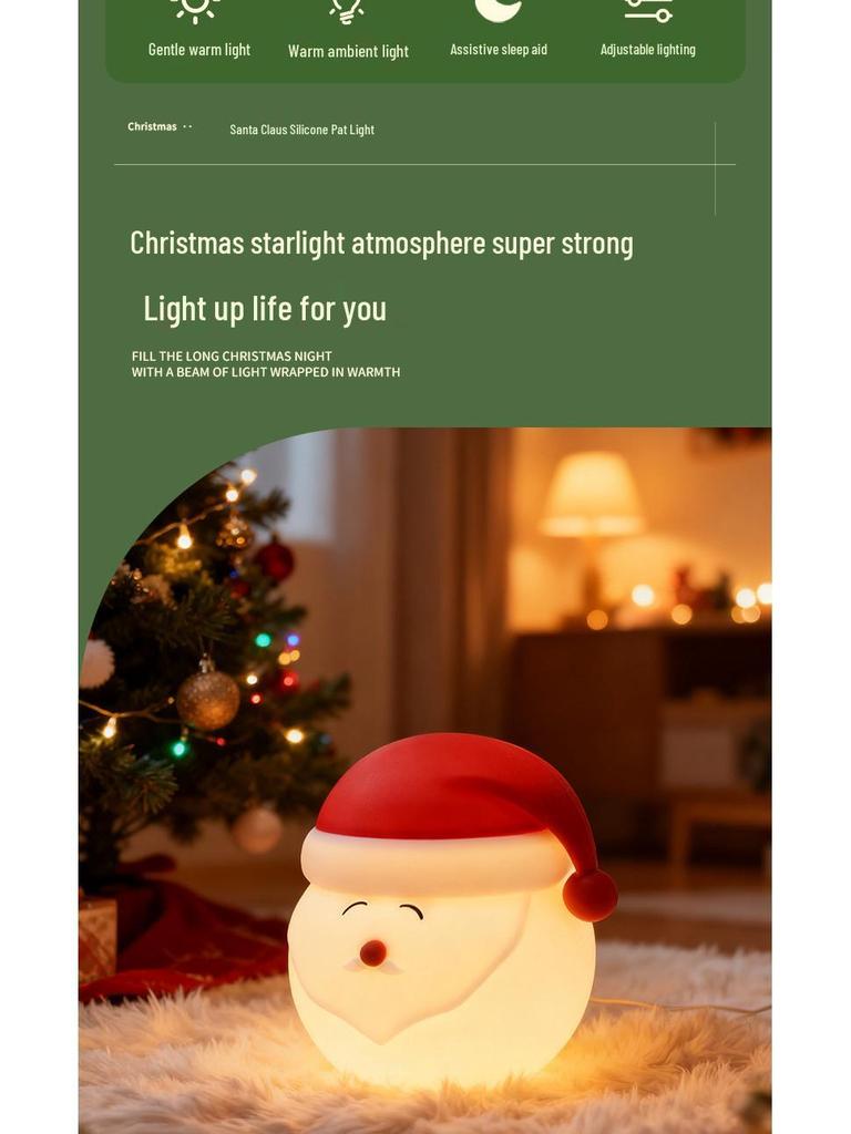 Santa Claus Silicone Night Light - Christmas Decorative Tap Light for Living Room Ambiance