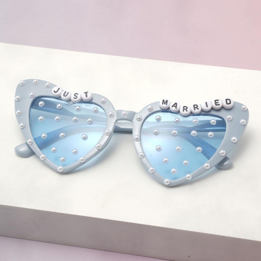 Just Married Heart Sunglasses with Pearls Bride to Be Wedding Party Bachelorette Party Decorations Bridal Shower Gift Eyewear