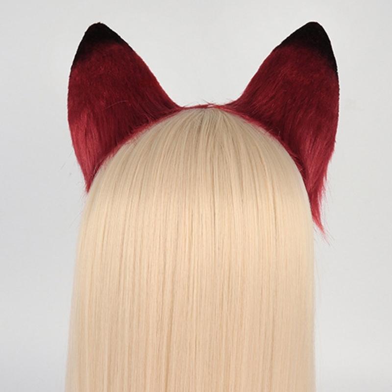 Fox for Cat Ears Headband and Faux Fur Tail for Halloween Cosplay Party Costume Accessories for Cat Ears Tail Set for Ad