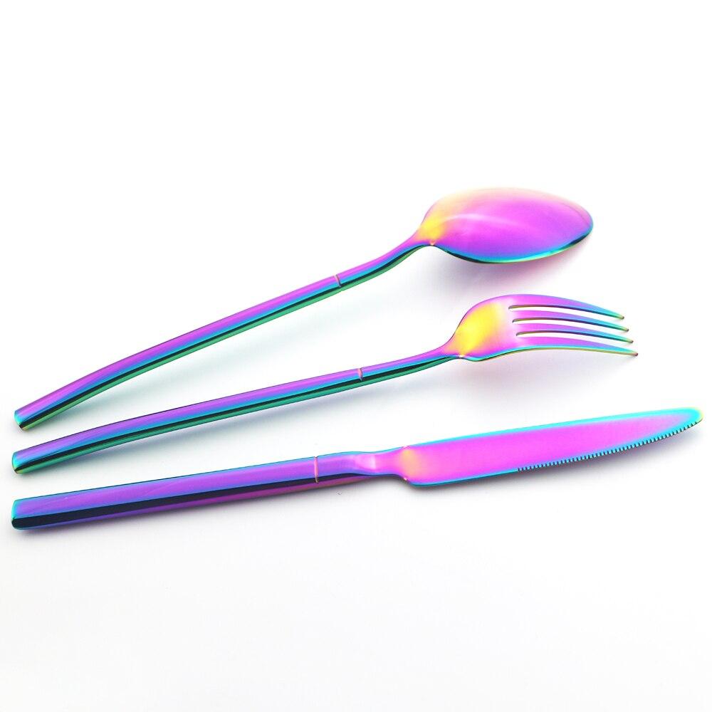 6Pcs Gold Cutlery Set Stainless Steel Dinnerware Set Knife Dessert Fork Coffee Spoon Tableware Family Kitchen Flatware Silverware