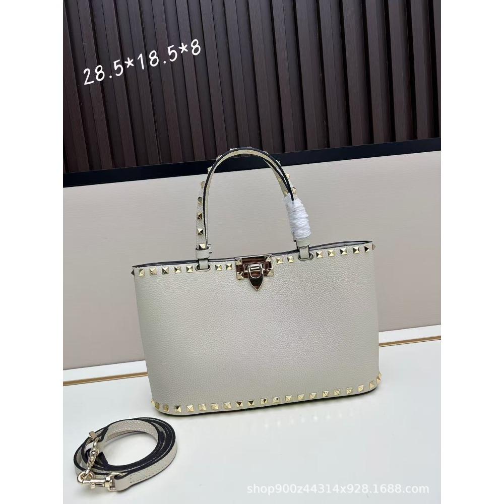 

2025 New rivet cowhide handbag fashionable large capacity shoulder messenger bag mini vegetable basket with 19x13x6 слонова кістка