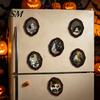 Retro Gothic Room Accessories Halloween Ghost Refrigerator Magnet, Fridge Magnets, Oval Picture Magnetic Magnets Frame Stickers for Kitchen