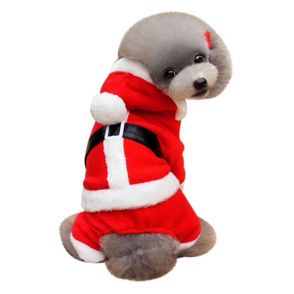 Pet Dog Clothes Santa Claus Design Size S Red Soft Breathable Christmas Costume Party Outfit Protective Dog Apparel