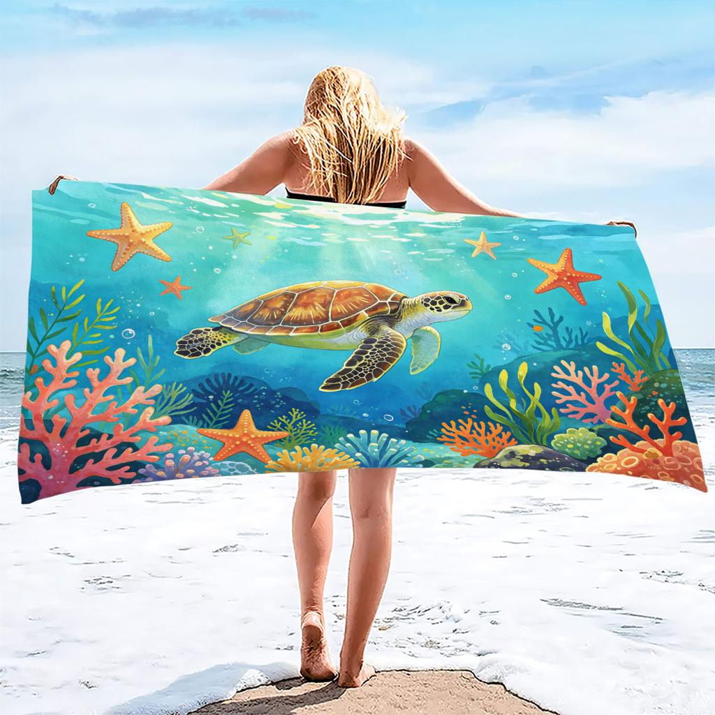 sea turtle Print Towel Sport QuickDrying Super Absorbent Camping Towel Super Soft Lightweight Gym Swimming Yoga Beach Towel