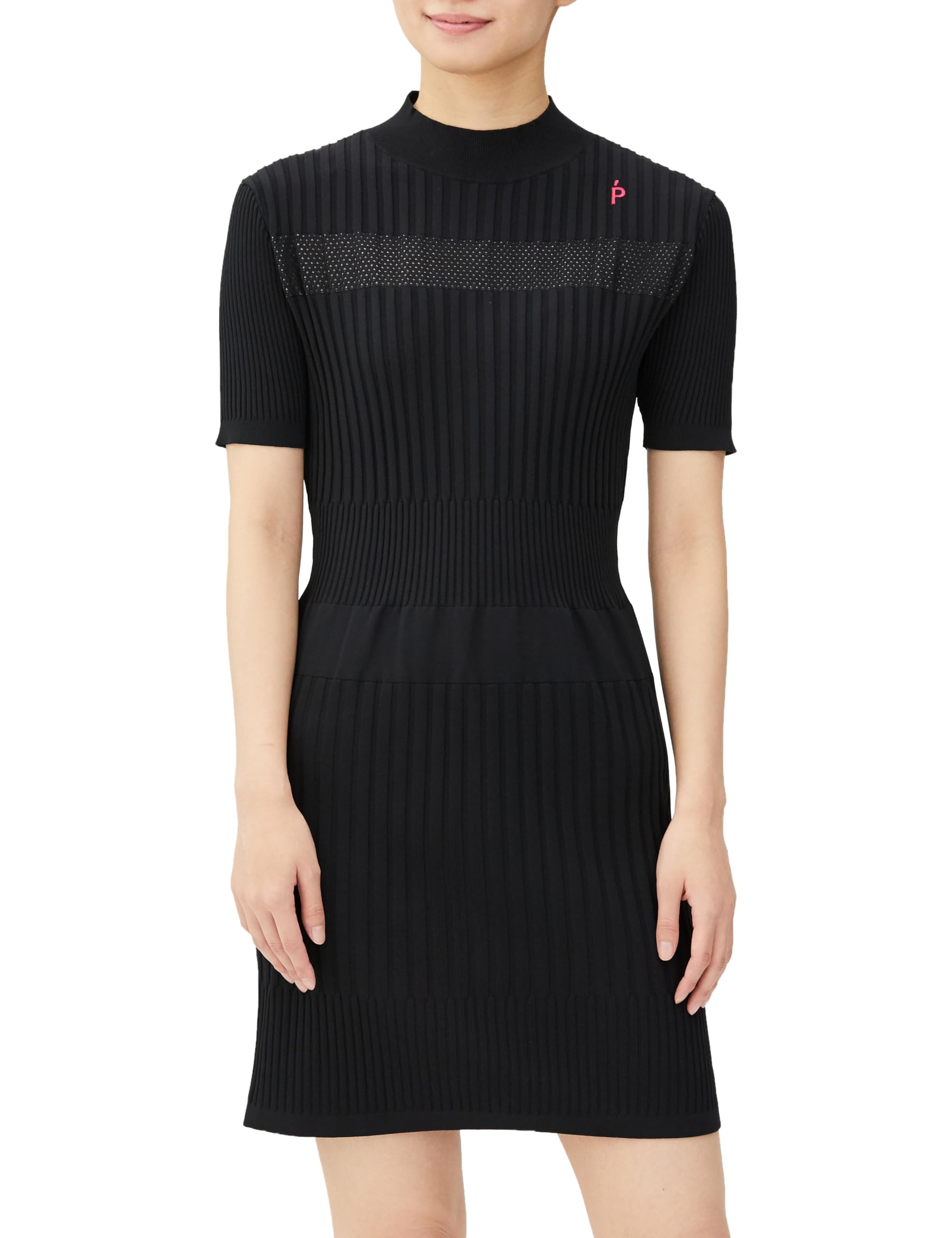 

Short Sleeve Mock Neck Dress Light Plug 50 1 [Pearly Gates] Women s / 055-3224800 010_Black [M]