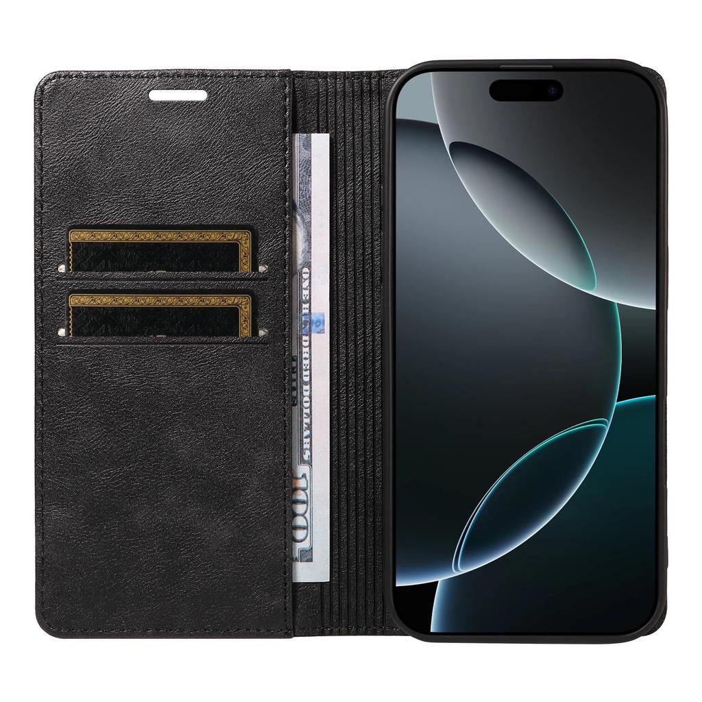 iPhone 18 Pro Max Cowhide Grain Magnetic Wallet Case - 18 Pro Business Protection