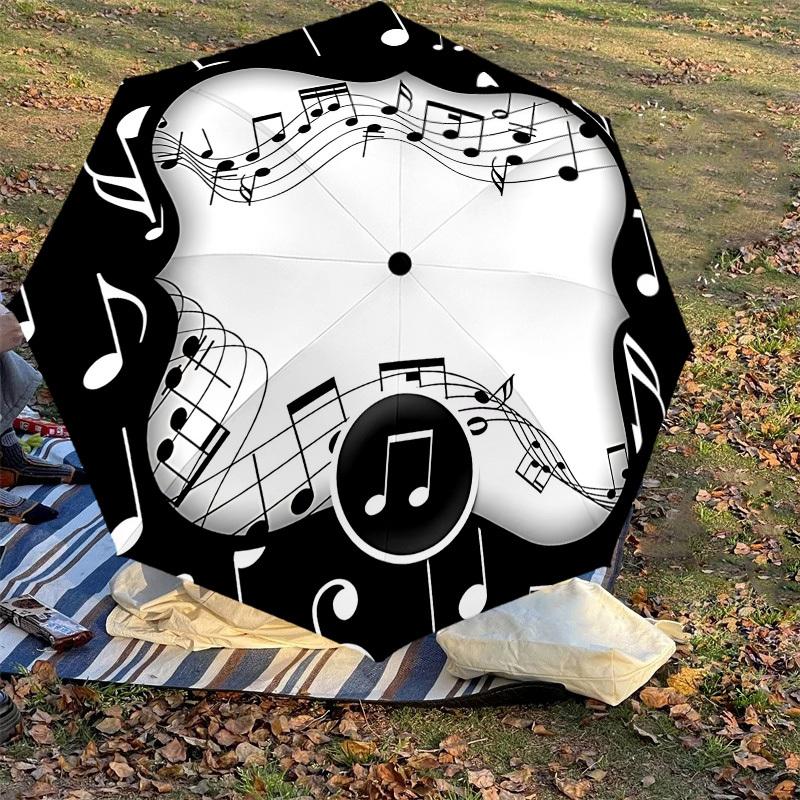 1PC Music Notes Umbrella-8-Rib Reinforced, Automatic Open, Lightweight & Durable, Cute Fashion Accessory for Outdoor-W172