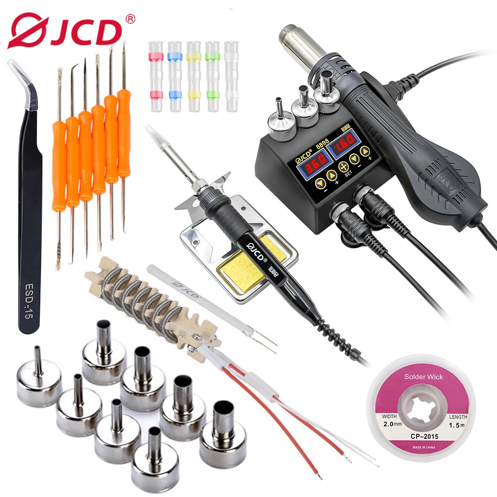 JCD 2 In 1 750W Soldering Station LCD Digital Display Rework Welding Station for Cell-phone BGA SMD IC Repair Solder Tools 8898
