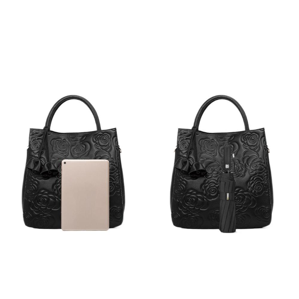 Damenmode Kamelienblüte Handtasche Große Kapazität Retro Business Umhängetasche