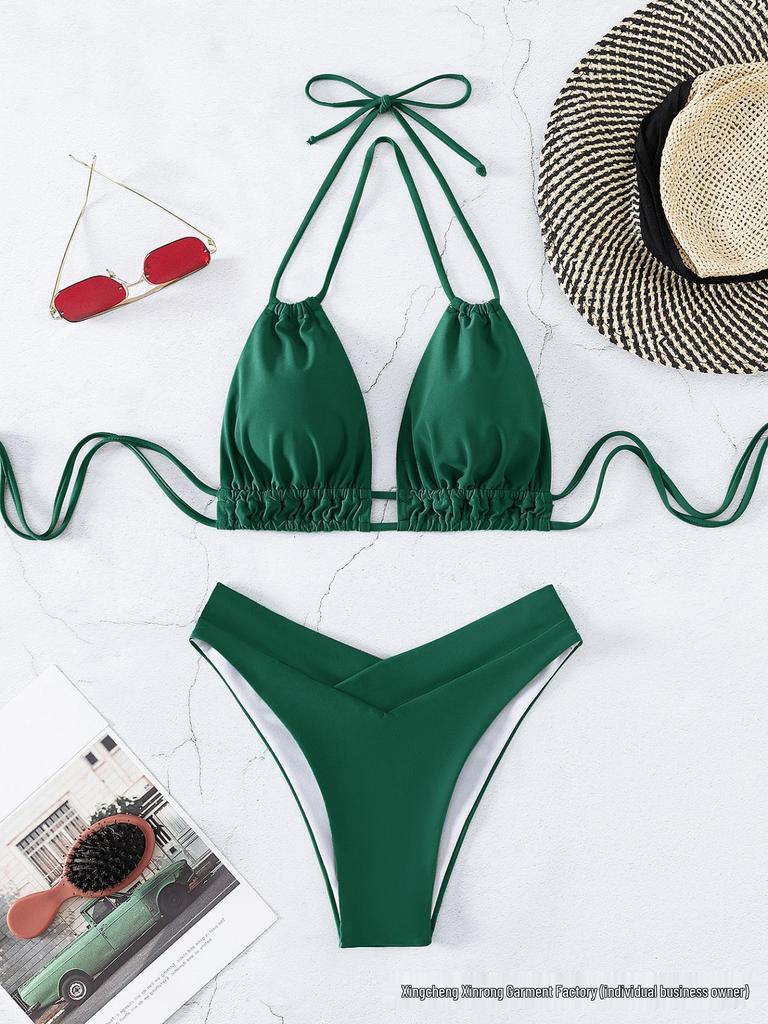 2025 Stylish Chain-Detail Split Bikini Swimsuit - European/American Women's Swimwear