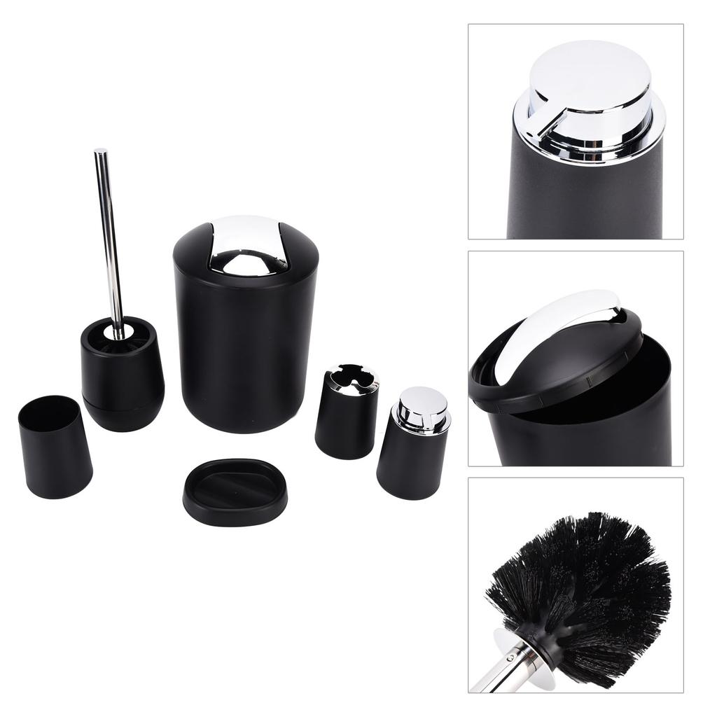6Pcs Set Bathroom Accessories Set Electroplating Toothbrush Holder Trash Can Kit for Home