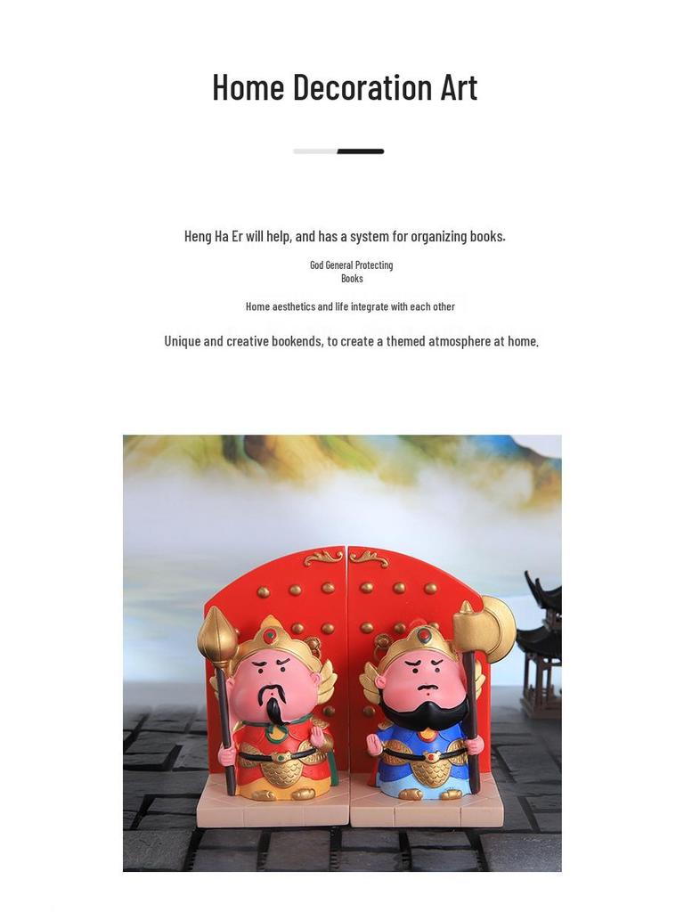 Heng Ha Door Gods Emotional Stability Desk Ornament - Cute Cartoon Figure Decoration