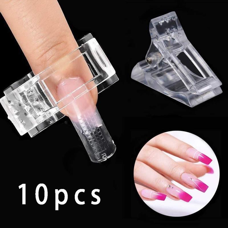 10 Pcs Transparent Nail Clip Quick Building Mold Nail Tips Clip Nail Dual Forms Finger Extension Nail Art Manicure Tools