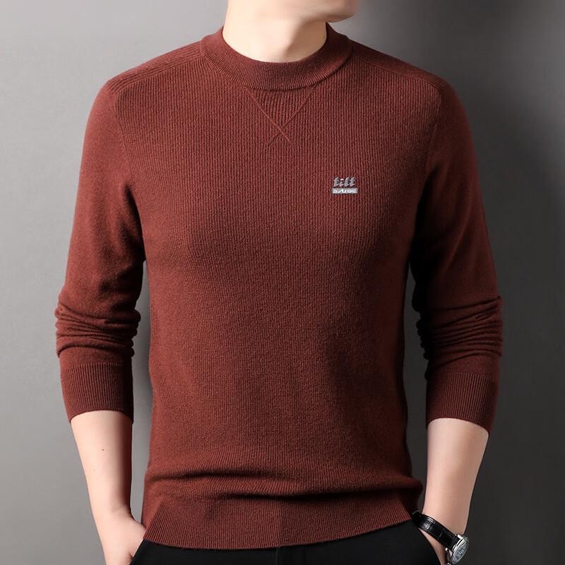 Hengyuanxiang Men s 100% Pure Wool Round Neck Pullover Sweater 3XL
