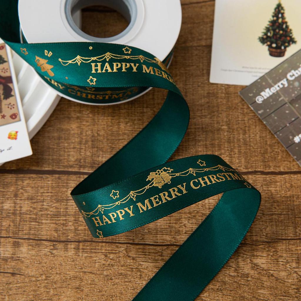 2.5cm Christmas Tree Satin Ribbon for DIY Bows, Flowers, Gift Boxes, and Baking Packaging