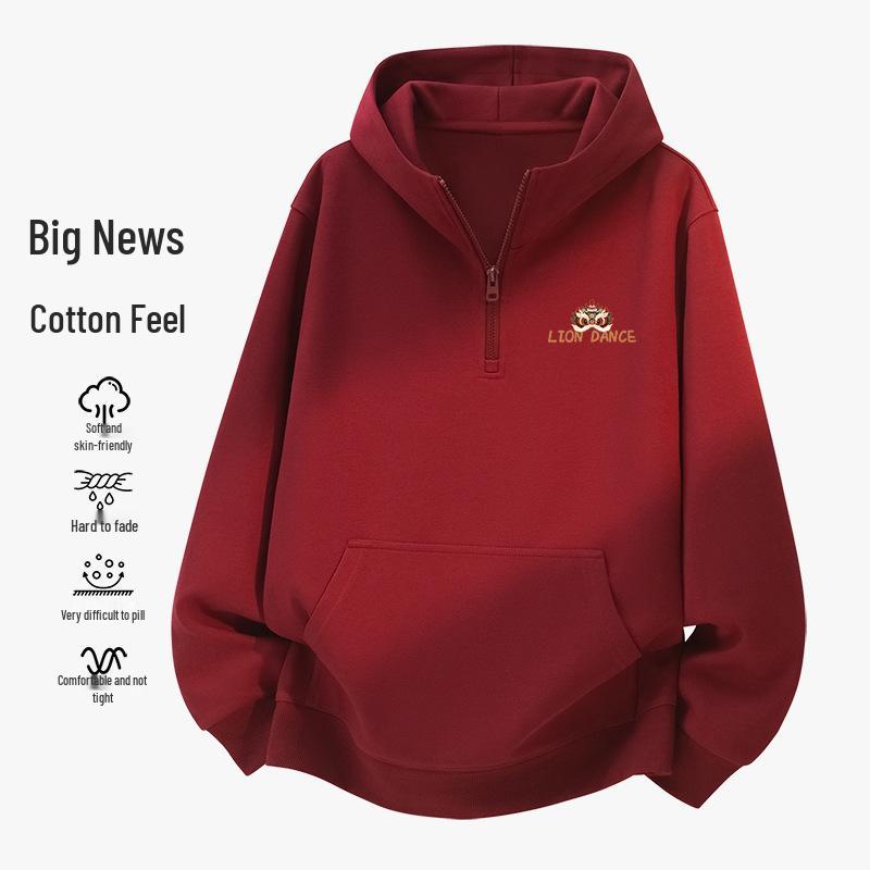 Красная толстовка Год Лошади - Свободный крой 2XL