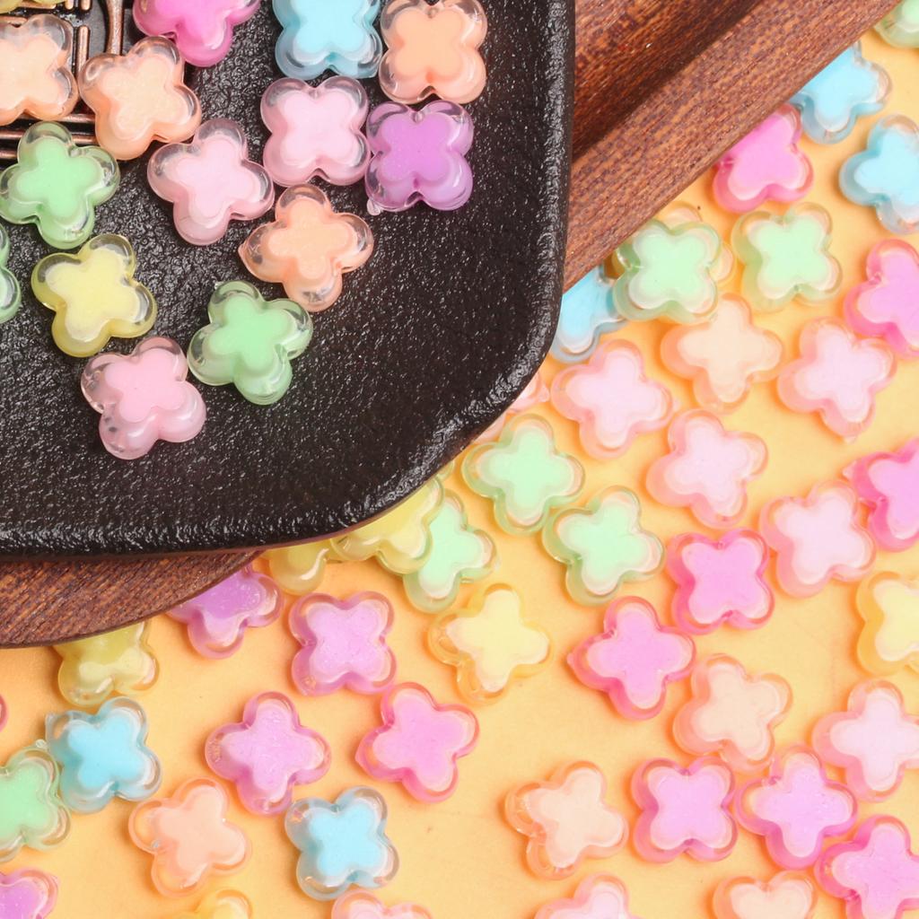 Fashion Loose Beads 500g DIY Jewelry Accessories Core-spun Four Petal Flower for Bracelet Earrings Making