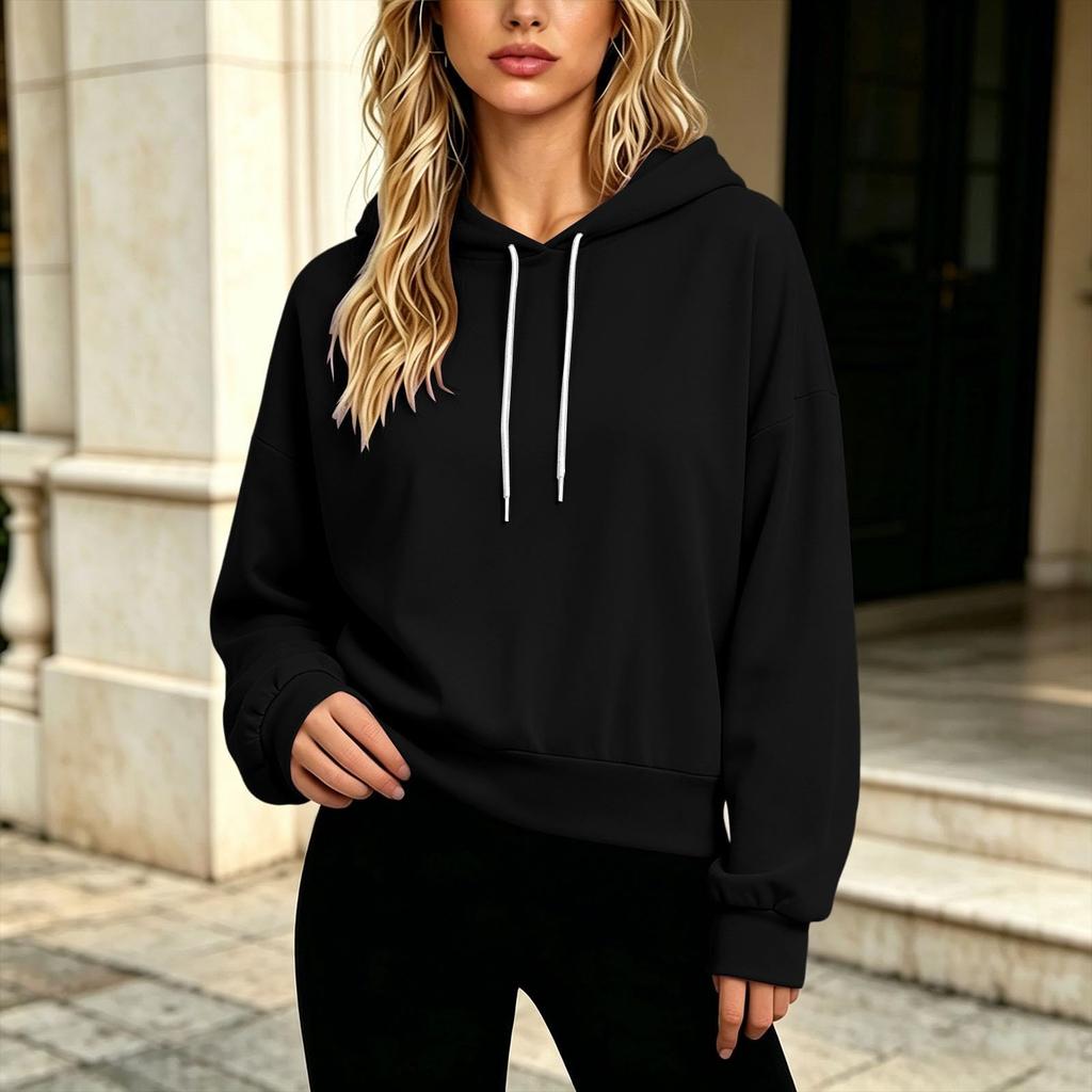Women's Color Long Sleeve Hooded Sweatshirt Casual Top