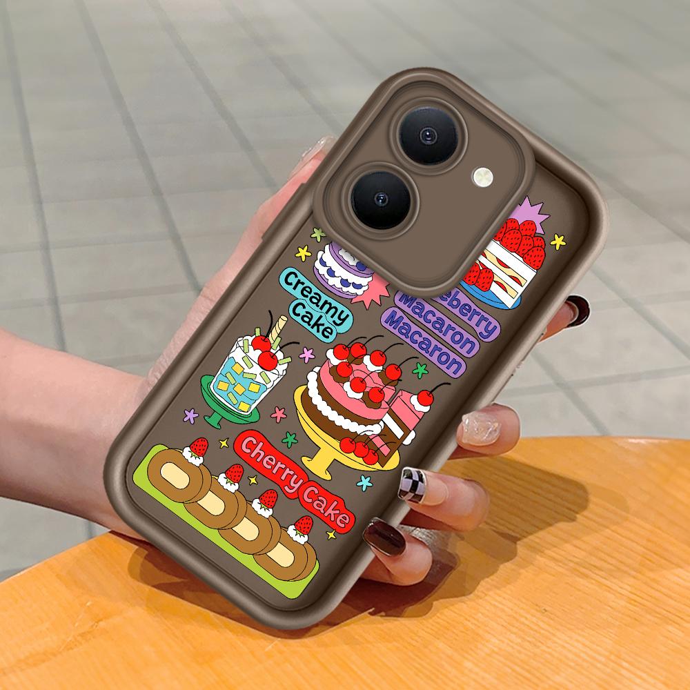 Měkký silikonový čtvercový žebříkový vzor tisku Pouzdro telefonu Plný kryt fotoaparátu Ochranné pryžové pouzdro odolné proti nárazům pro Vivo