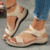 Women'S Summer Casual Wedge Sandals - Open Toe Thick Sole Platform with Adjustable Hook-and-Loop Strap, Comfortable Retro Beach Shoes for Casual