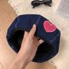 Denim Berets Hat Heart Peaked Cap Sweet Painter Cap  Spring Autumn