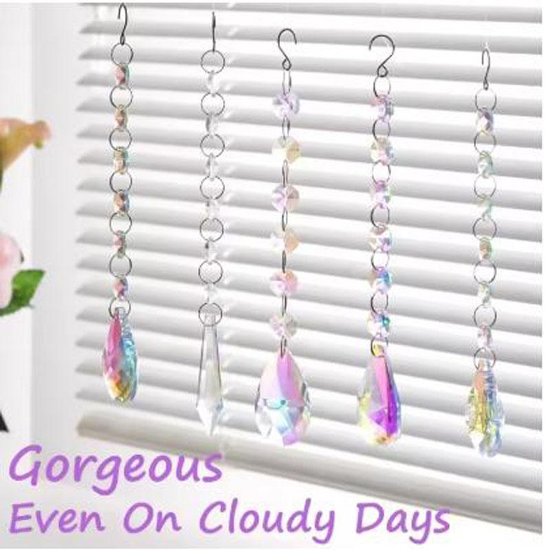 7pcs Sun Catcher Set for Indoor Windows, Featuring Crystal Beads and Rainbow Prism Balls, Perfect for Hanging Decorations In Offices Homes and Gardens