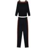 Women 2 Piece Tracksuit Set Color Block Long Sleeve Top Striped Jogger Pants Casual Sports Outfit