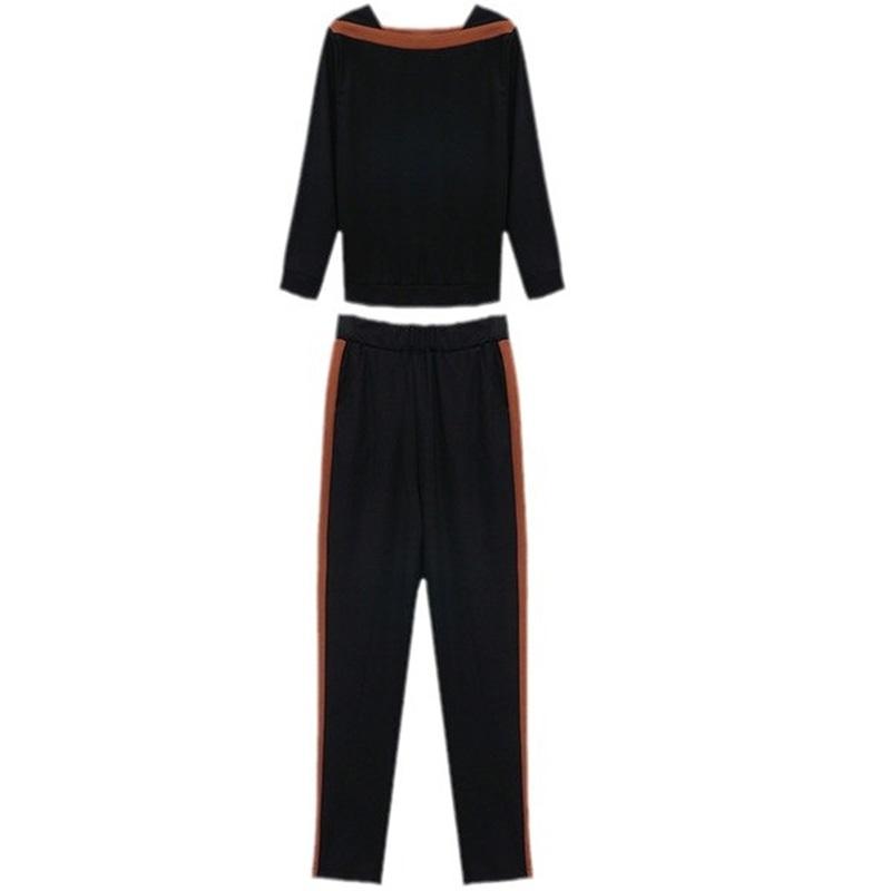 Women 2 Piece Tracksuit Set Color Block Long Sleeve Top Striped Jogger Pants Casual Sports Outfit