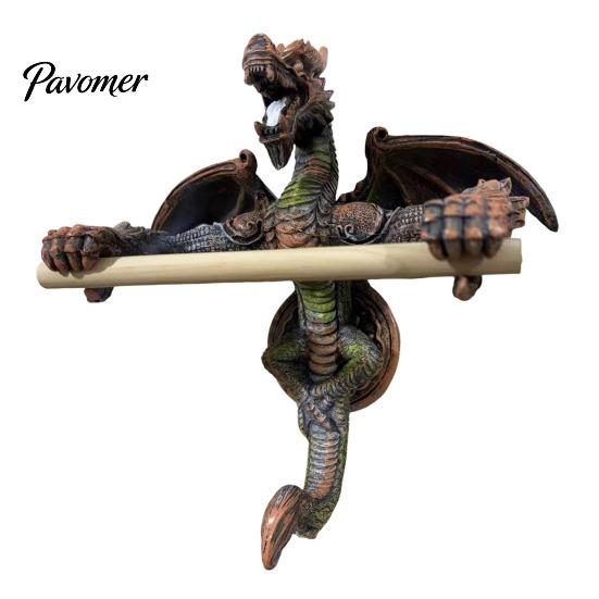 Bathroom Dragon Decoration Flying Roll Paper Holder Winged Wall Mount Toilet Gothic Resin Statue Towel Dispenser Storage Rack