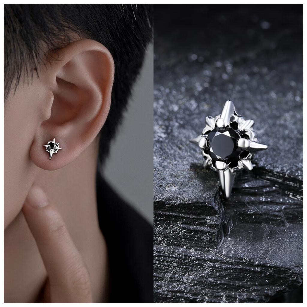 Unisex Stainless Steel Vintage Gothic Punk Cubic Zircon Stud Earrings for Men Women Hypoallergenic Surgical Steel Jewelry Gifts